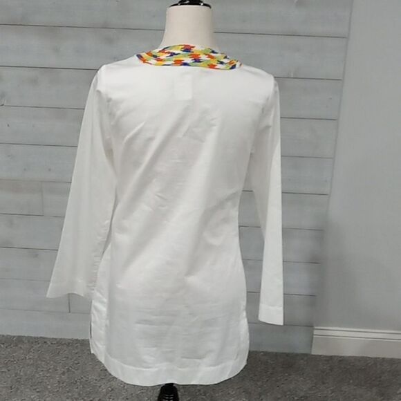 White blue orange green and yellow beaded Mott 50 tunic cover up size XS - Picture 4 of 4